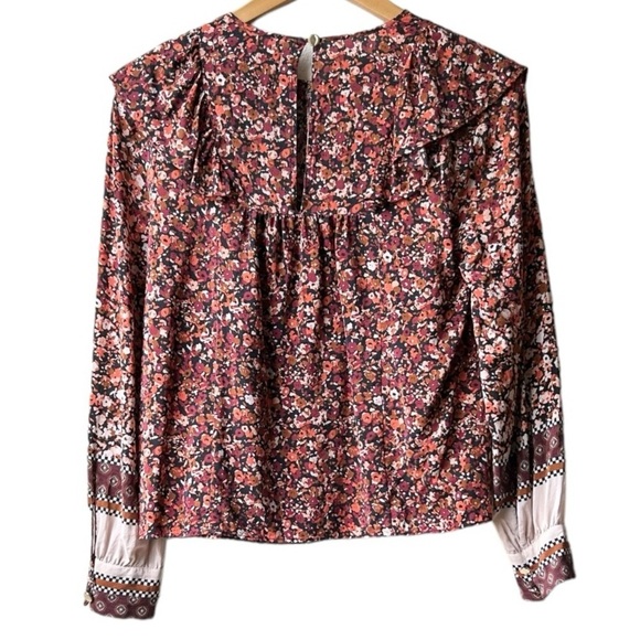 Marie Oliver Brown Cream Baker Blouse in Floral Scarf Sz XS - Picture 7 of 13